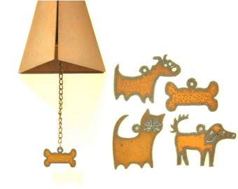 Rusty Wind Chime With Pet Lovers Charm Assortment