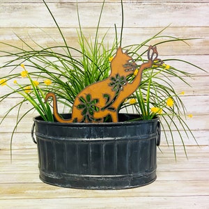 Kitty Cat Rusty Metal Garden Yard Stake Made in the USA