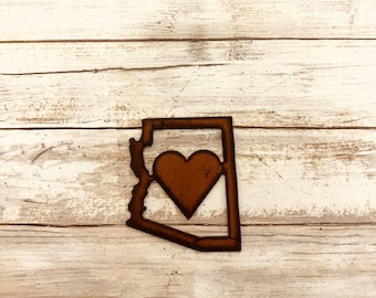 Arizona Outline with Heart Desert Rustic Magnet