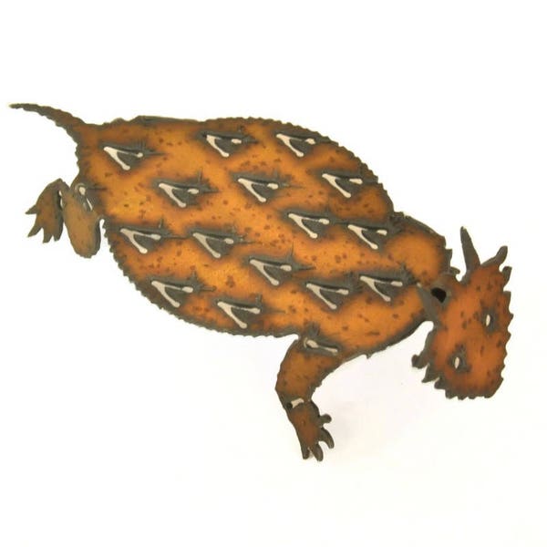 Horned Toad Origami Folded Rusted Metal Figurine