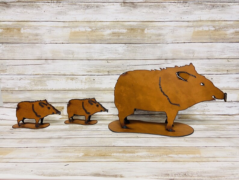 Javelina Family Yard Art set made of rusted recycled metal Etsy