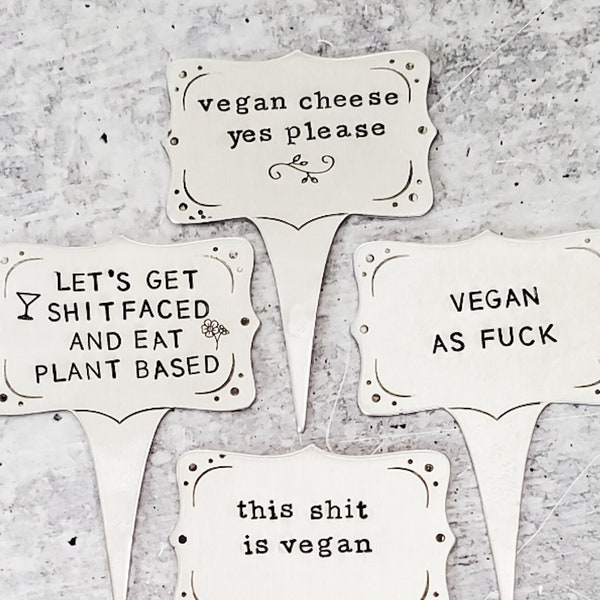 VEGAN Food Markers - Charcuterie Board Flags - Table Dinner Signs - Home Decor for Plant-Based Herbivore - Brunch Party Food - Buffet Sign