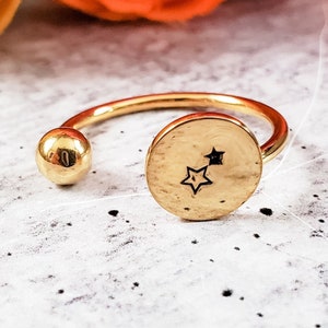 Star Open Gap Ring with Gold Bead - Bohemian Celestial Finger Band - Women&#39;s Accessories - Present for Her - Personalized Gift for Friend