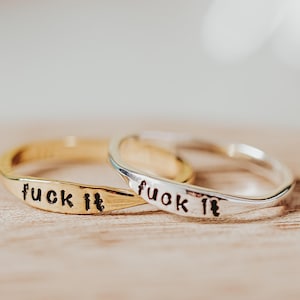 F*CK IT Dainty Ring - Minimalist Jewelry for Her - Middle Finger Ring for Friend - Funny Accessory for Wife - Holiday Gift for Best friends