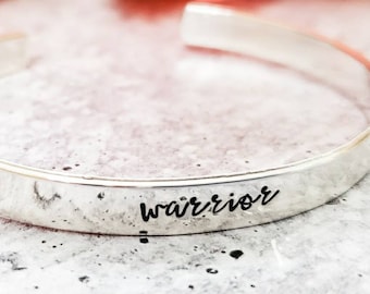 Warrior Cuff Bracelet: Hand Stamped Aluminum, Inspirational Jewelry