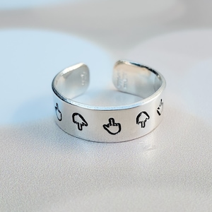 Sterling Silver Middle Finger Band Ring -F*ck You Jewelry for Friend - His and Hers Matching Rings - Gender Neutral Dainty Silver Ring