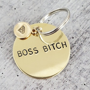 BOSS BITCH Key Ring - Inspirational Women's Gift - Feminist Keychain - Work Life Key Chain - Funny Mother's Day Gift for Entrepreneur Mom