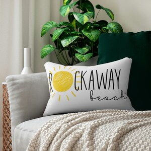 Poduszka lędźwiowa Rockaway Beach Sunshine - Rockaway NYC Home Decor - Rockaway Oregon Throw Pillow - Rockaway Beach Pillow do domku na plaży