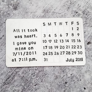 Carte portefeuille calendrier - Note d’amour - Mariage Enregistrer la date Souvenir - Cadeau romantique du 10e anniversaire - Cadeau de fiançailles pour lui - Pour les amoureux