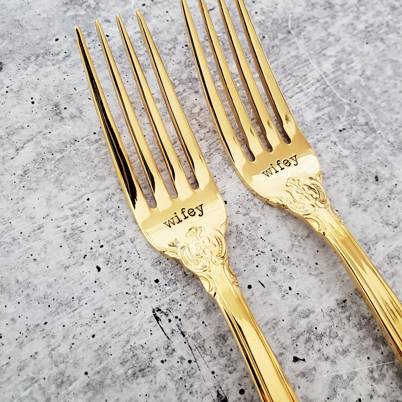 Vintage Gold Forks for Gay Couple - Personalized LGBTQ Wedding Gift