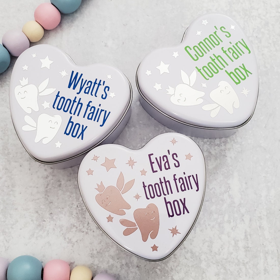 Personalized Tooth Fairy Box: Heart Keepsake Tin