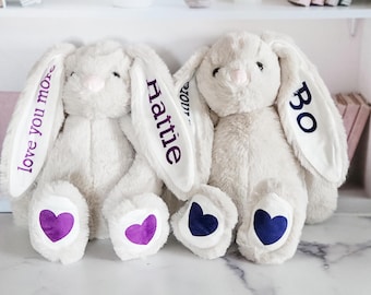 Personalized Bunny Plush with Name, Love You Always Stuffed Animal, Valentine's Gift for Child