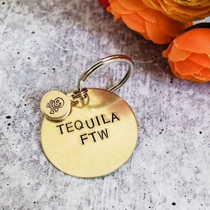 TEQUILA FTW Key Ring - Margarita Lover Present for Her - 21st Birthday Gift for Women - Funny Accessory for Best Friend - Drinking Gift