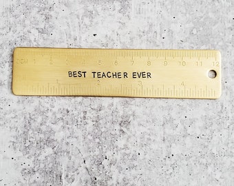 Personalized Ruler for Teacher - Thank You Gift for Favorite School Teacher - Best Teacher Ever - Custom Present from Student - End of Year