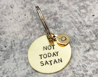 Porte-clés Satan Pas aujourd'hui : rigolote porte-clés en laiton, cadeau inspirant
