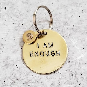 I AM ENOUGH Inspirational Keychain - Gift for Non Binary Friend - Holiday Gift for Trans Person - PRIDE Born this way Key Ring for Child