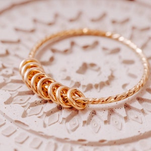 Gold Fidget Ring For Women - Minamalist Gold Stacking Anxiety Ring - Spinner Rings for Anxiety - Silver Ring for Stress Relief Gift for Her
