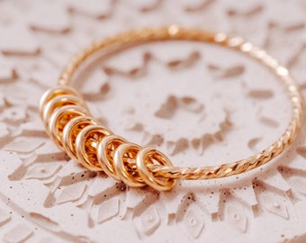 Gold Fidget Ring: Minimalist Stacking Anxiety Ring