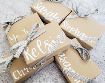 Personalized Kraft Jewelry Box – Bridesmaid Gift Box with Ribbon
