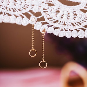 Dainty Circle Dangle Gold Earrings - Mix and Match Ear Jacket Earrings - Gold Filled Studs with Chain Backs - Day to Night Gift for Her