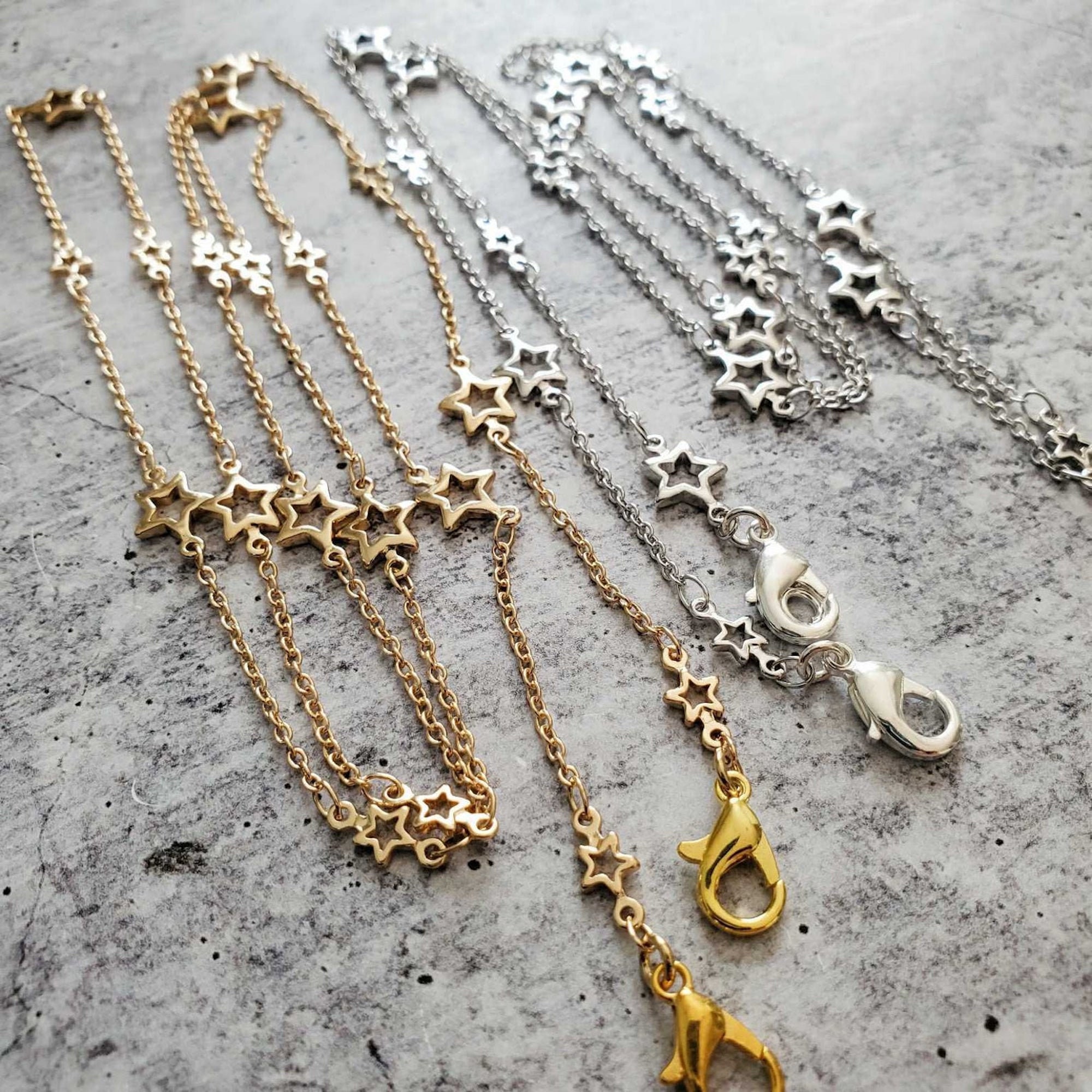 Star Glasses Chain: Gold Eyewear Retainer, Reading Accessory