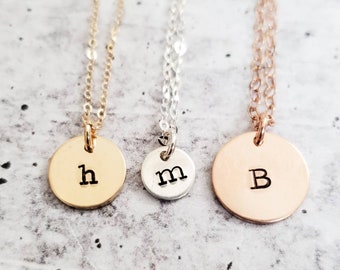 Personalized Initial Disc Charm: Sterling Silver, Gold Filled Necklace Accent