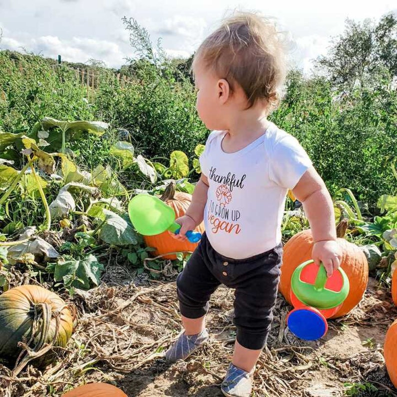 Thankful To Grow Up Vegan Short Sleeve One Piece Toddler Animal Lover VEGAN THANKSGIVING Baby Bodysuit First Turkey Day Newborn Shirt
