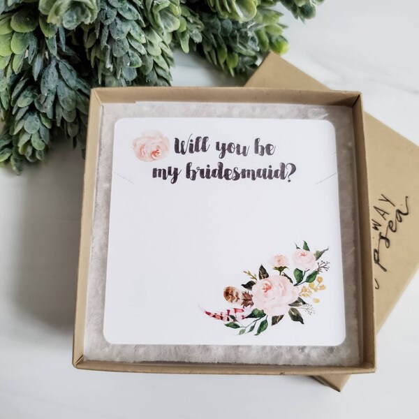 Bridesmaid Proposal - Will You Be My Bridesmaid - Necklace Card - Personalized Gift for Her - Wedding Party Favor - Maid of Honor - Gift Box