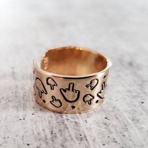 Middle Finger Party Ring - FU Gag Gift - Wide Band Aluminum - Hand Stamped Cute F*ck You Ring - Funny Gift for Friend - Christmas Gift