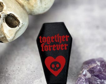 Black Velvet Coffin Ring Box: Gothic Halloween Wedding Jewelry Display
