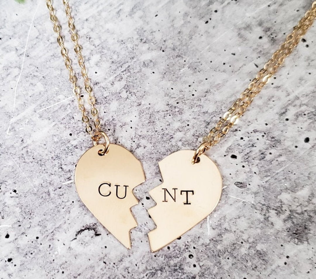 C*NT Broken Heart Necklace Friendship Jewelry for Two Best - Technical View