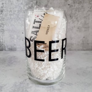 BEER MONEY Gift for Him - Beer glass can cup - Money Clip for Dad - Funny Valentine&#39;s Day gift for Husband - Father&#39;s Day Present from Wife