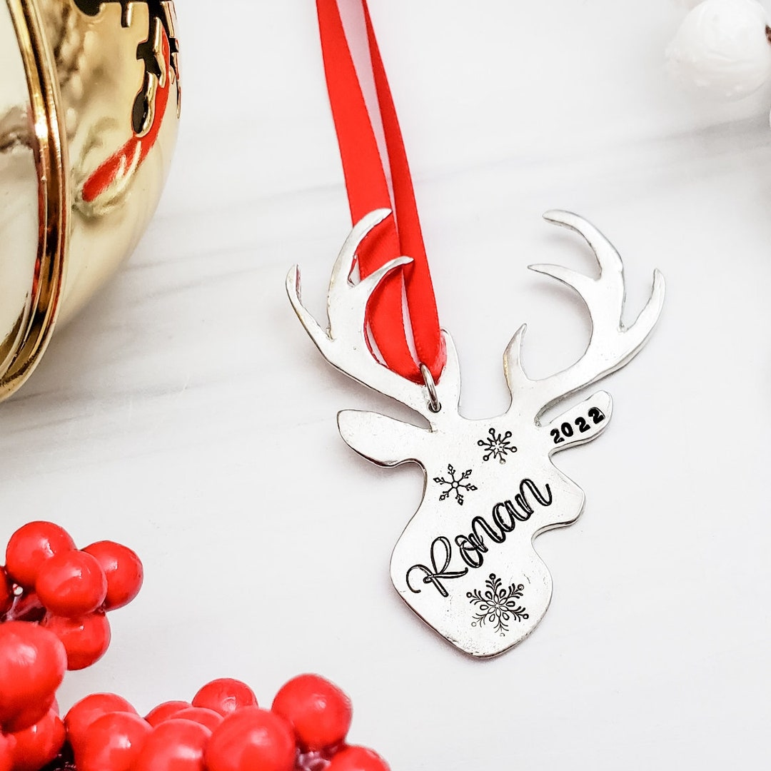 Personalized Child's Name Reindeer Ornament Baby's First Christmas