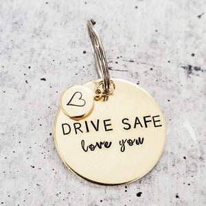 Drive Safe Love You Keychain - Gift for Husband from Wife - Birthday Gift for New Teen Driver - For Dad from Child - Keyring for Loved one