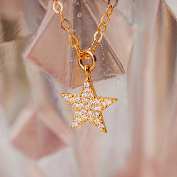 Crystal Star Gold Necklace Celestial Jewelry for Her Gift for Teen Girls Dainty Gold Pendant for Daughter Star Lover Gold Charm Gift Etsy Canada