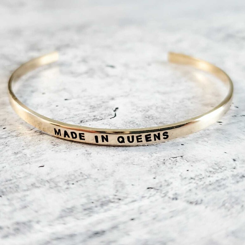 MADE IN QUEENS Cuff Personalized Bracelet for Her Adjustable Hometown Pride Bracelet Nyc Cuff Stacking Bracelet Stocking Stuffer image 3