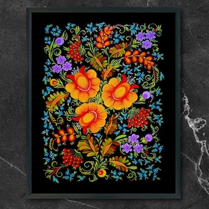 Petrykivka Kunstdruck | Traditionelle Ukrainische Volkskunst | Blumen Kunst | Limitierte Reproduktion des Originalbildes