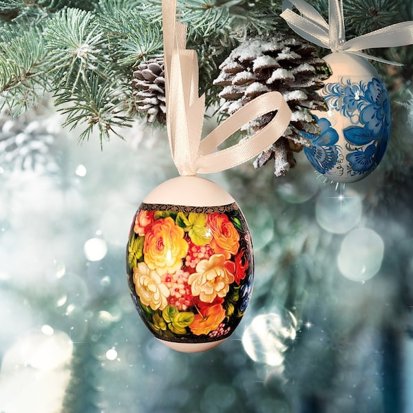 Unique Russian and Ukrainian Folk Art Christmas Ornaments | Holiday Gift | Stocking Stuffers