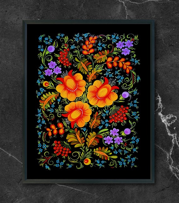 Petrykivka Art Print | Traditional Ukrainian Folk Art | Floral Art