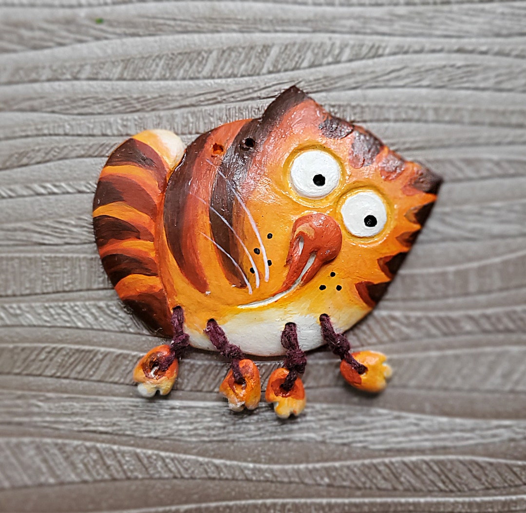 Handmade Polymer Clay Cat Fridge Magnet, Home Protector - Etsy