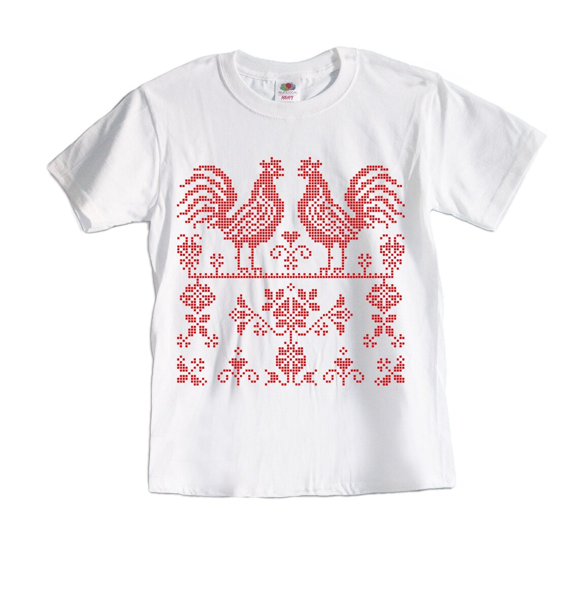Red Rooster Ukrainian Embroidery Children's Tshirt. This Etsy