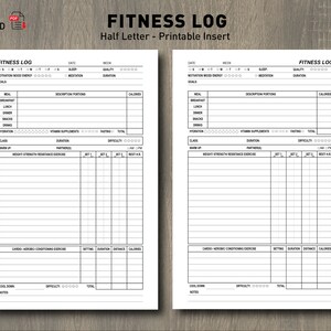 Fitness Log | Workout Tracker | Instant Download | Printable | 5.5&quot; x 8.5&quot;