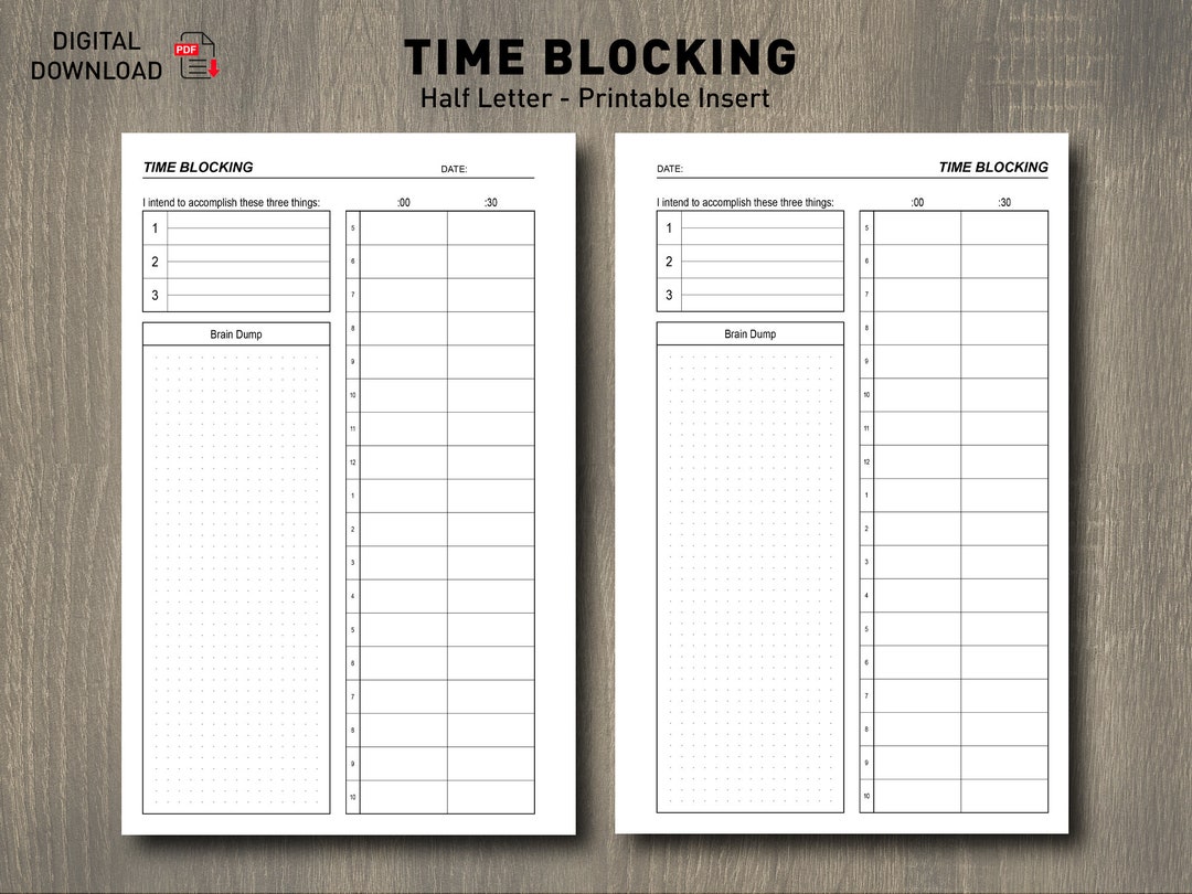 Time Insert Paper Time Blocking Planner Insert : Boost Productivity and Seize the Day ...