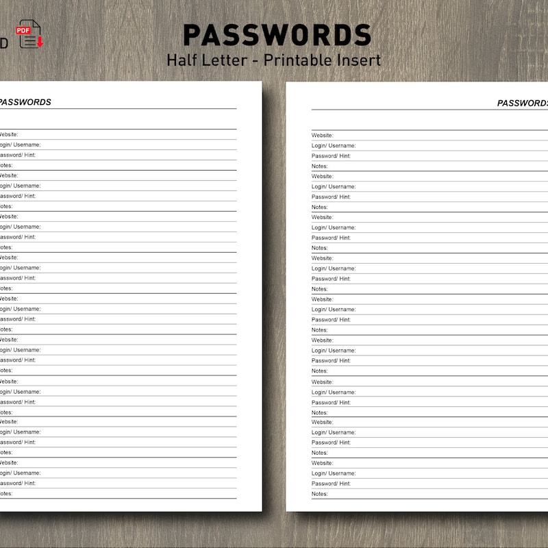 Password Printable - Etsy