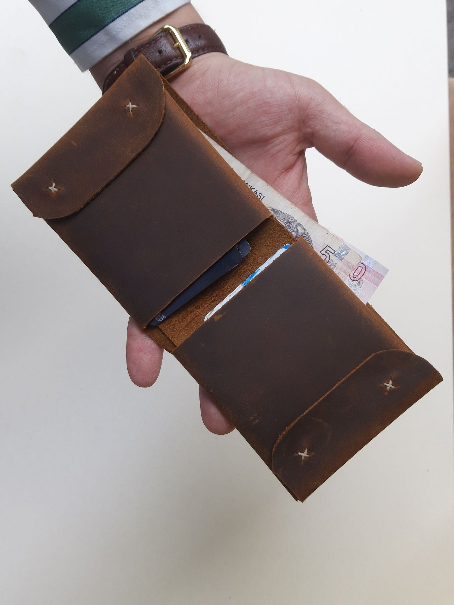 Unisex Square Leather Wallet Smart Handmade Wallet Full Etsy