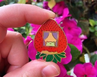 Home Sweet Home Strawberry Frog Pin