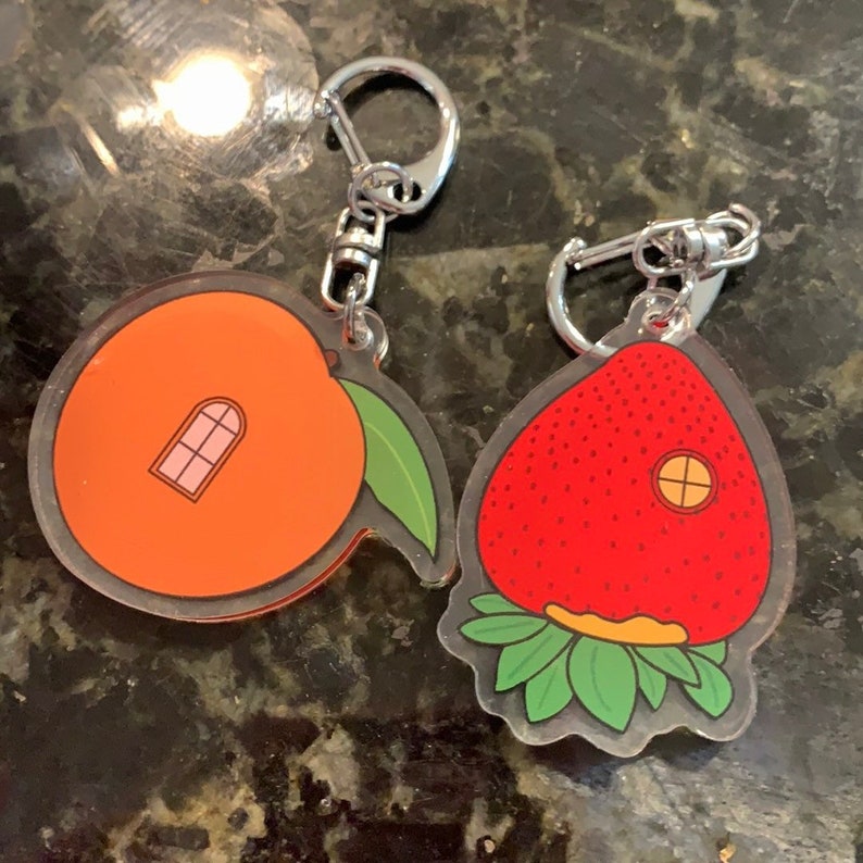 Home Sweet Home Strawberry Frog Keychain Etsy