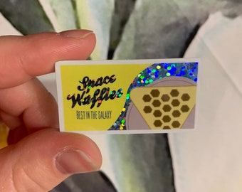 Glitter Space Waffles Sticker