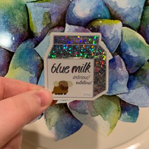 Glitter Blue Milk Carton sticker