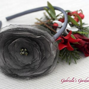 Pink and Grey Flower Headband, Fascinator, Christmas  display picture 3